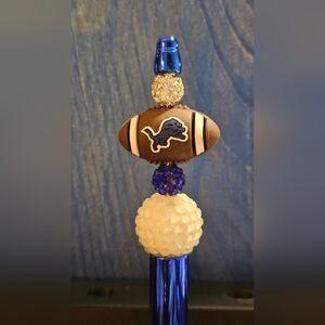 NFL Detroit Lions Sparkly/Blingy Custom Created Super Fan Beaded Pen